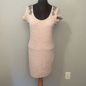 Free People Bringing Sexy Back Women's Cream Beaded Open Back Dress